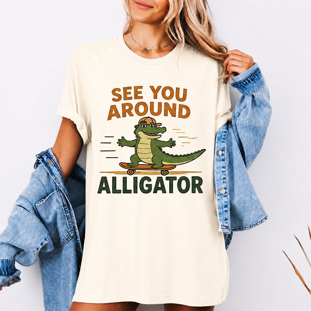 Funny Alligator Cartoon Shirt See You Around Alligator Graphic Tee