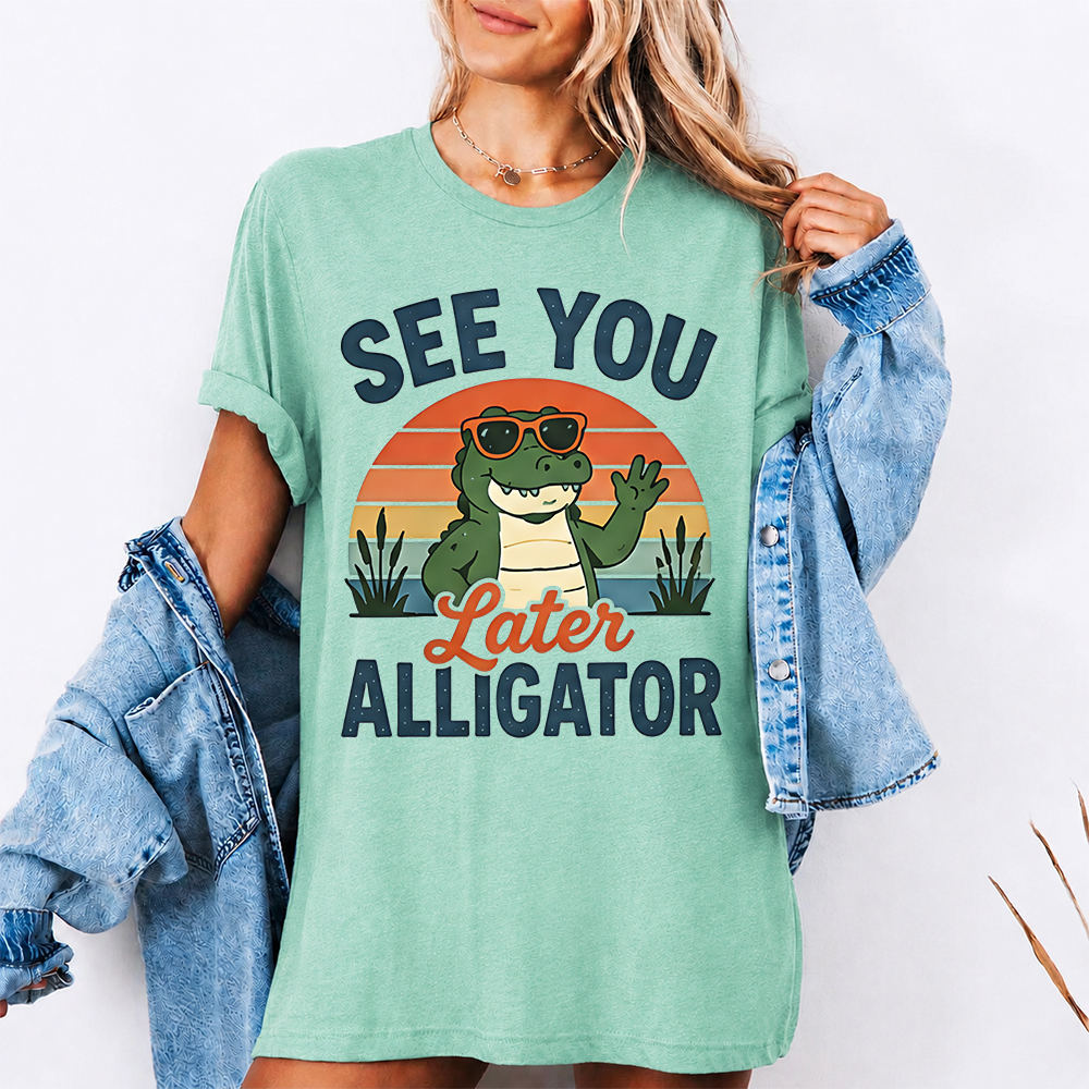 Funny Alligator Cartoon Shirt See You Later Alligator Retro Graphic Tee Image 3 Funny Alligator Cartoon Shirt See You Later Alligator Retro Graphic Tee 3