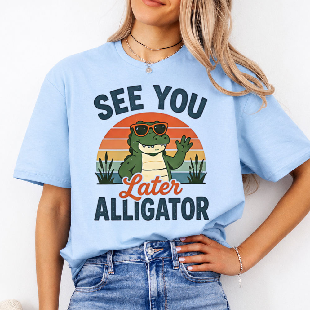 Funny Alligator Cartoon Shirt See You Later Alligator Retro Graphic Tee Image 4 Funny Alligator Cartoon Shirt See You Later Alligator Retro Graphic Tee 4
