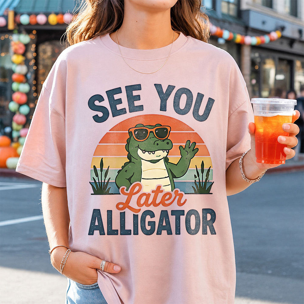 Funny Alligator Cartoon Shirt See You Later Alligator Retro Graphic Tee Image 6 Funny Alligator Cartoon Shirt See You Later Alligator Retro Graphic Tee 6