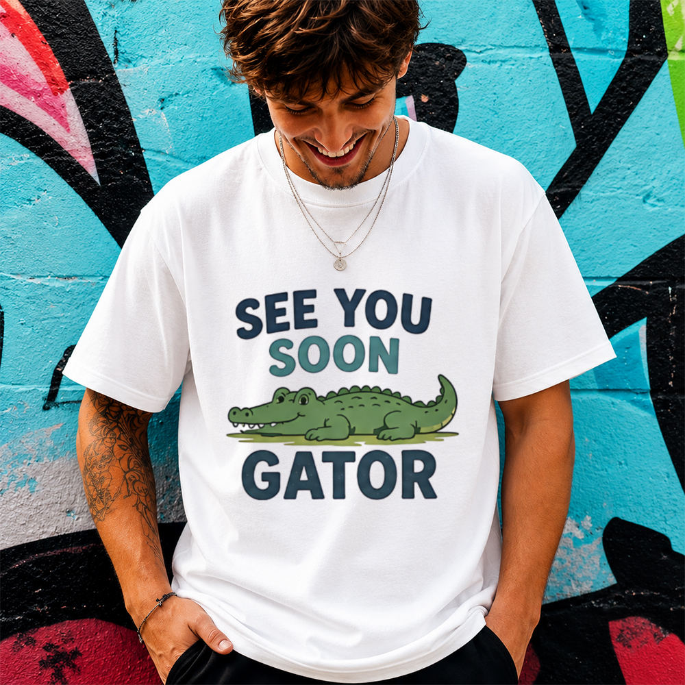 Funny Alligator Cartoon Shirt See You Soon Gator Cute Crocodile Humor Tee 2