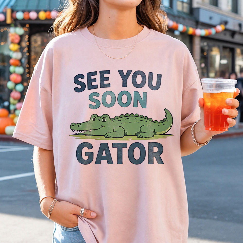 Funny Alligator Cartoon Shirt See You Soon Gator Cute Crocodile Humor Tee