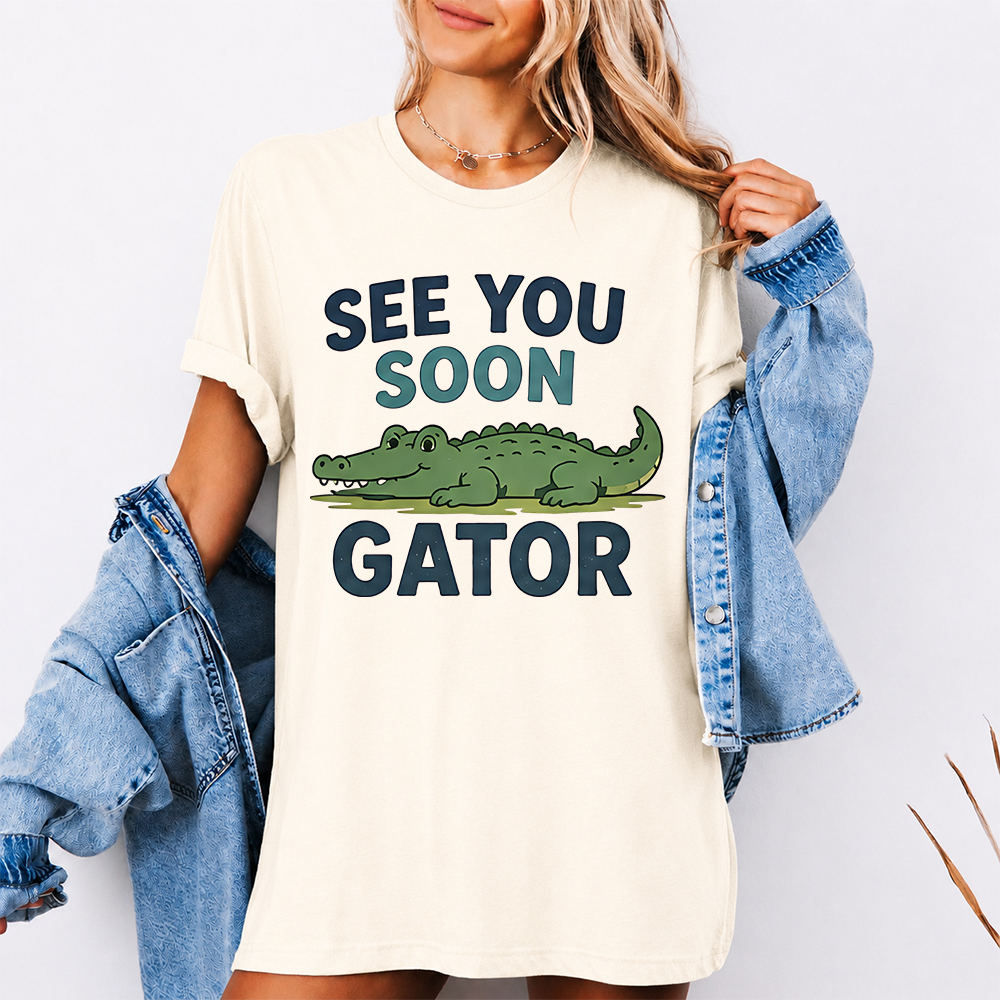 Funny Alligator Cartoon Shirt See You Soon Gator Cute Crocodile Humor Tee Image 4 Funny Alligator Cartoon Shirt See You Soon Gator Cute Crocodile Humor Tee 4