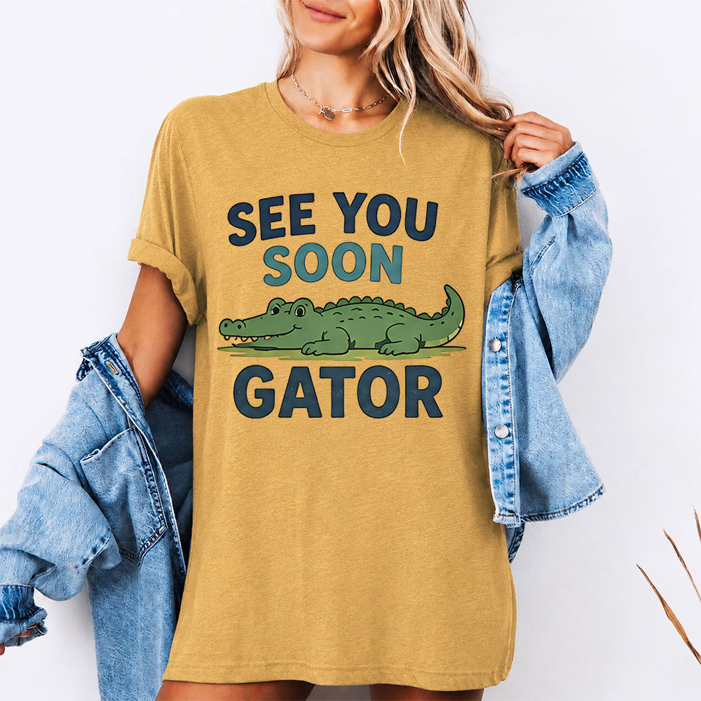 Funny Alligator Cartoon Shirt See You Soon Gator Cute Crocodile Humor Tee Image 6 Funny Alligator Cartoon Shirt See You Soon Gator Cute Crocodile Humor Tee 6
