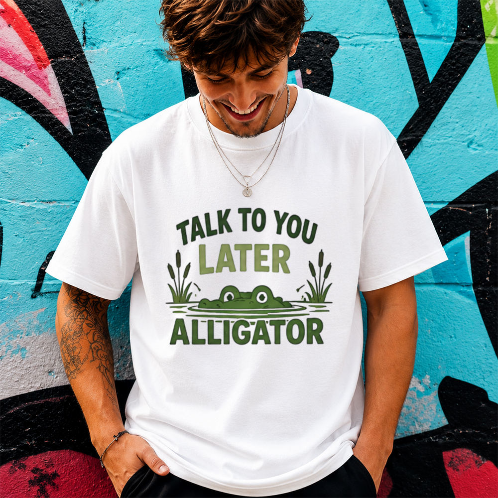 Funny Alligator Cartoon Shirt Talk To You Later Alligator Graphic Tee 2